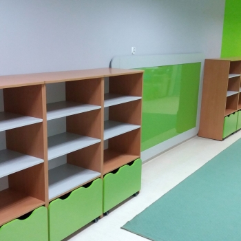 Kindergarten furniture set with a large magnetic boardl